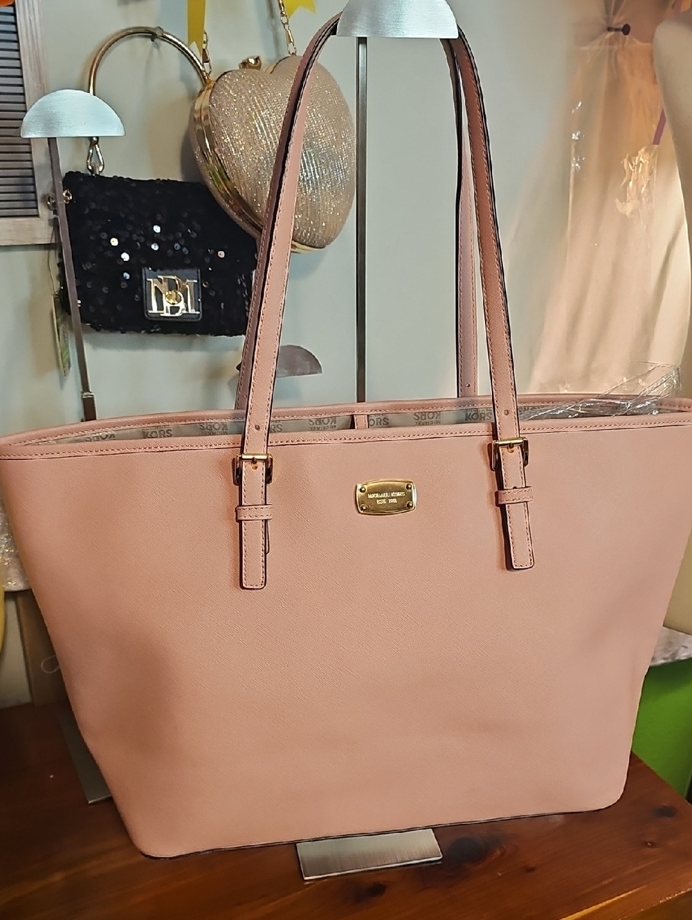 Michael Kors Blush Pink Leather Tote with Gold Hardware